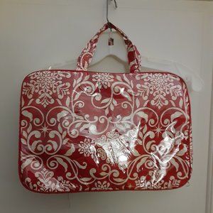 11" x15" Red Print Makeup/Travel Bag w 4 pockets